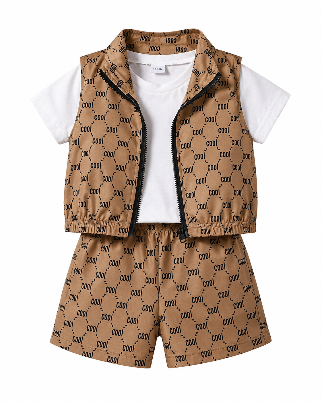Baby Boy Letter Graphic Print T-Shirt & Vest With Shorts Set