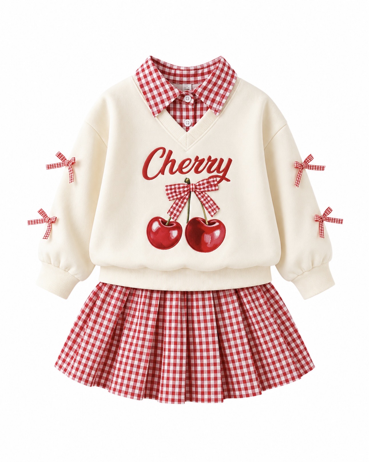 Kids Girls 2pcs Outfit / Cherry Skirt Set