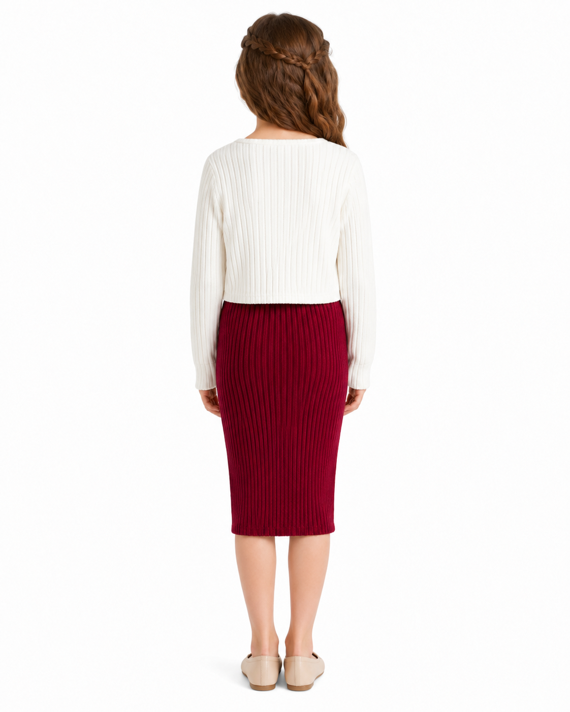 Girls Red Heart Cardigan & Dress Set thumb 3