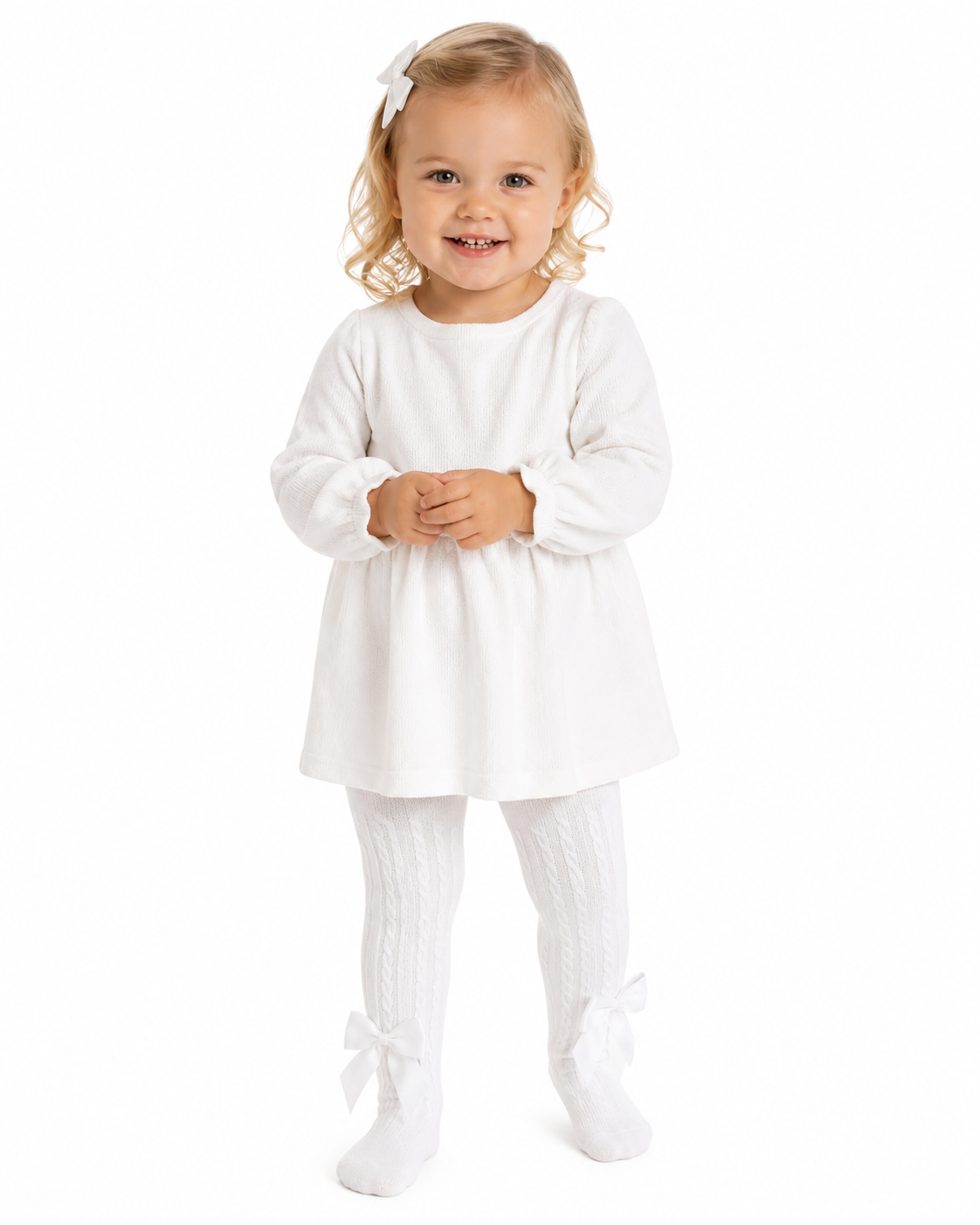 Baby White Bow Tights thumb 2