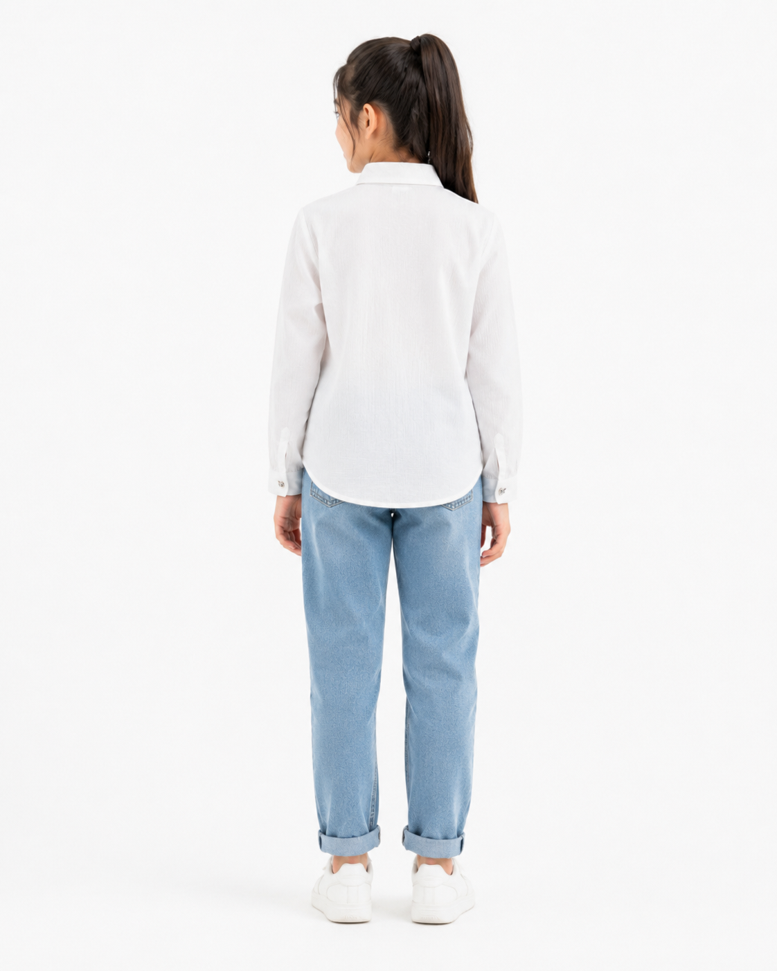White Long Sleeve Button-Up Shirt thumb 3