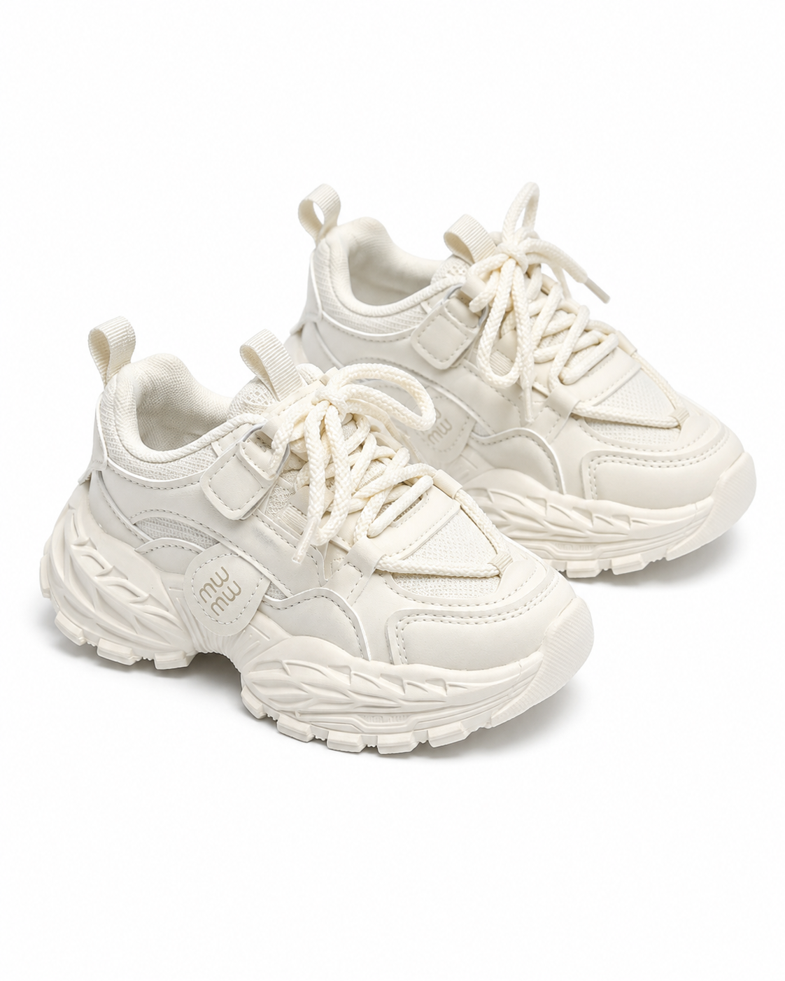 Kids Beige Chunky Sports Sneakers thumb 2