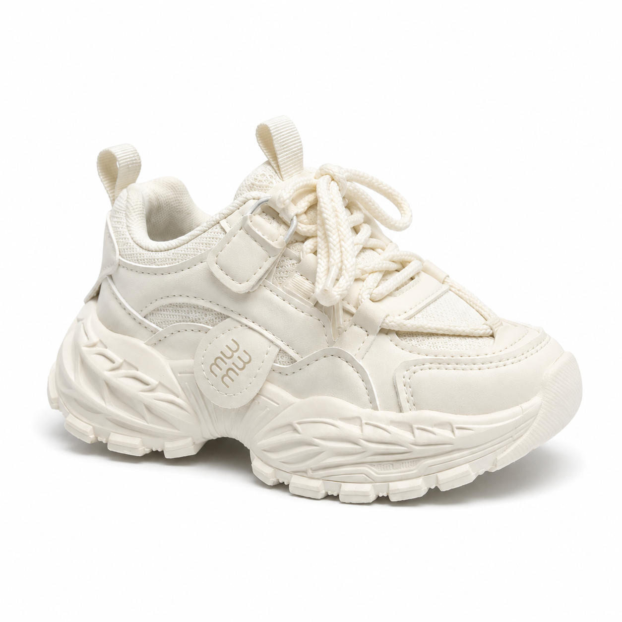 Kids Beige Chunky Sports Sneakers