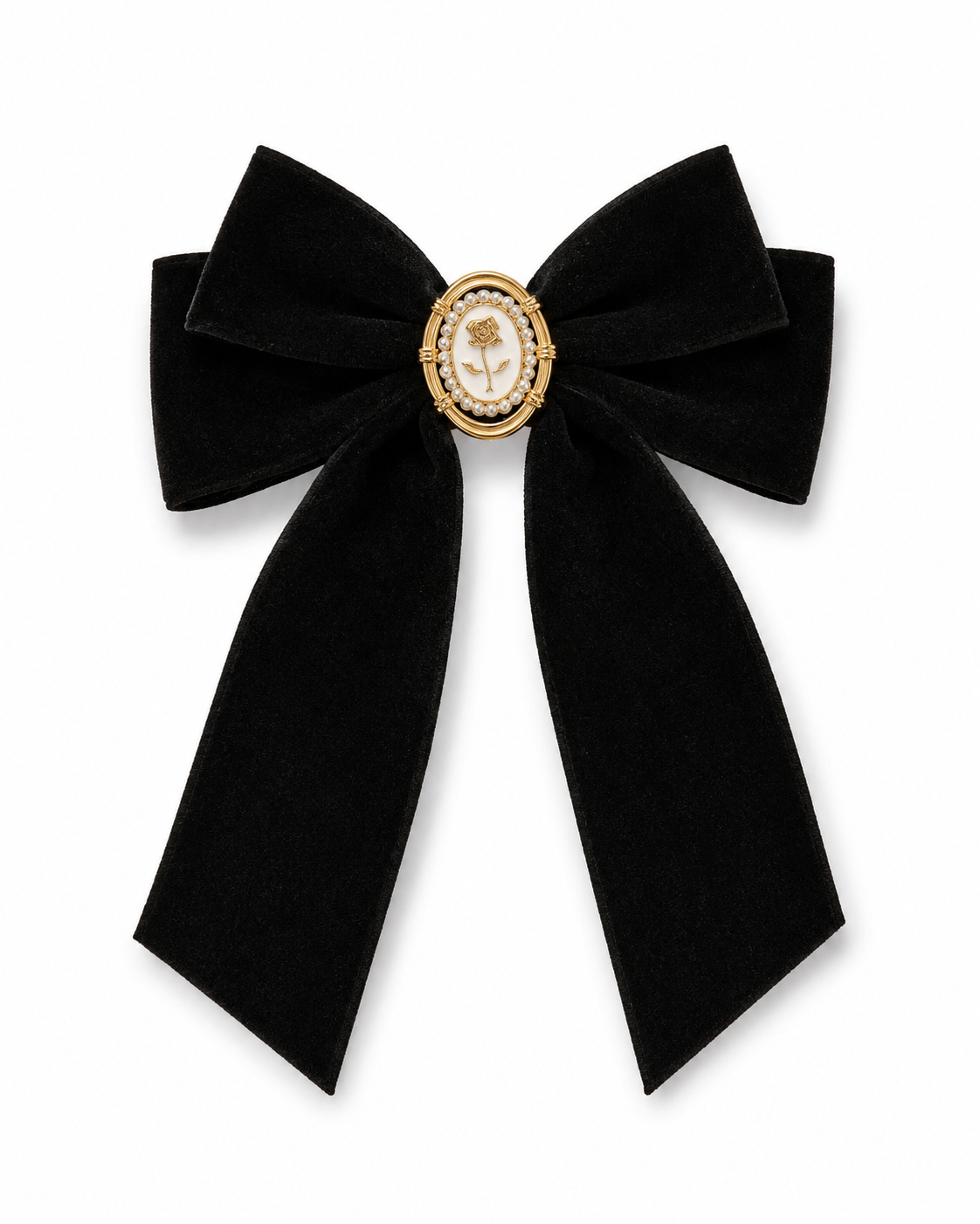 Black Velvet French Bow Hair Clip