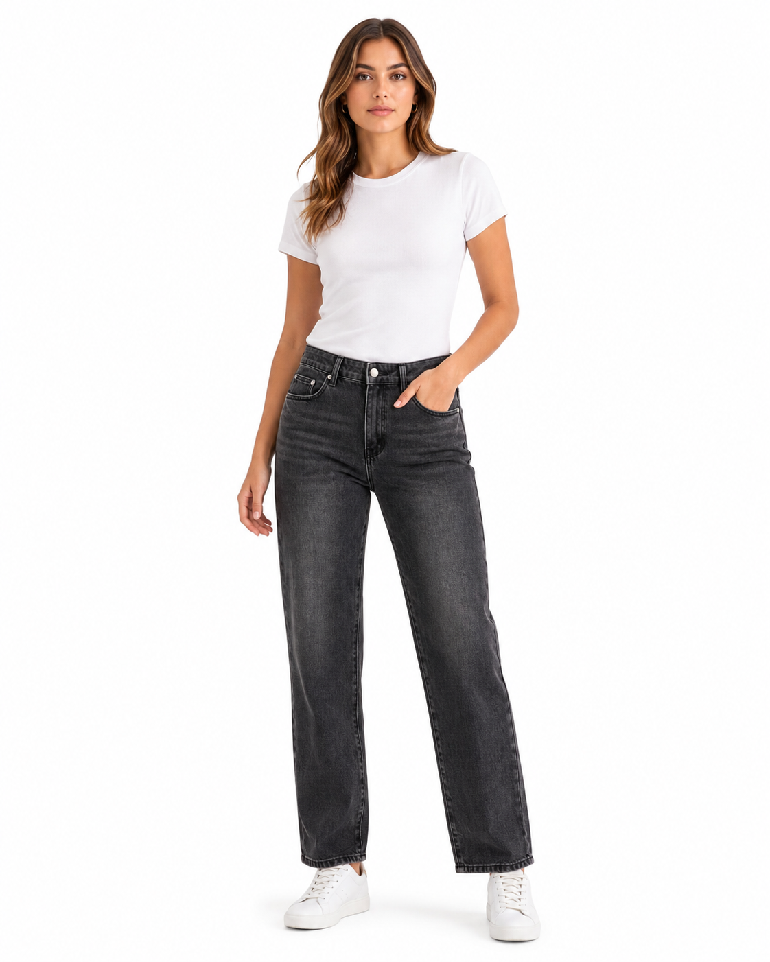 Men’s Dark Grey Straight Leg Jeans thumb 2