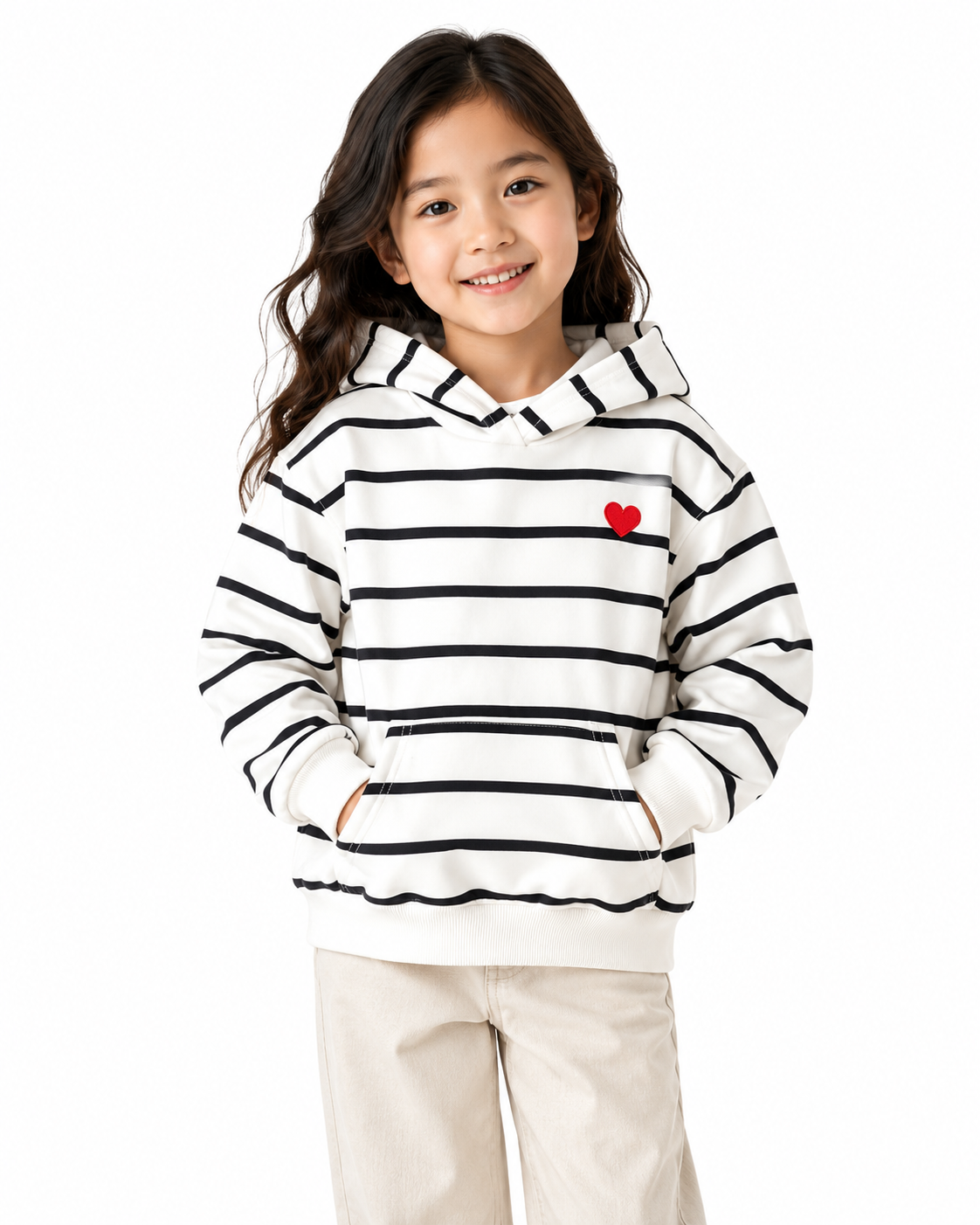 Kids Striped Heart Hoodie thumb 2
