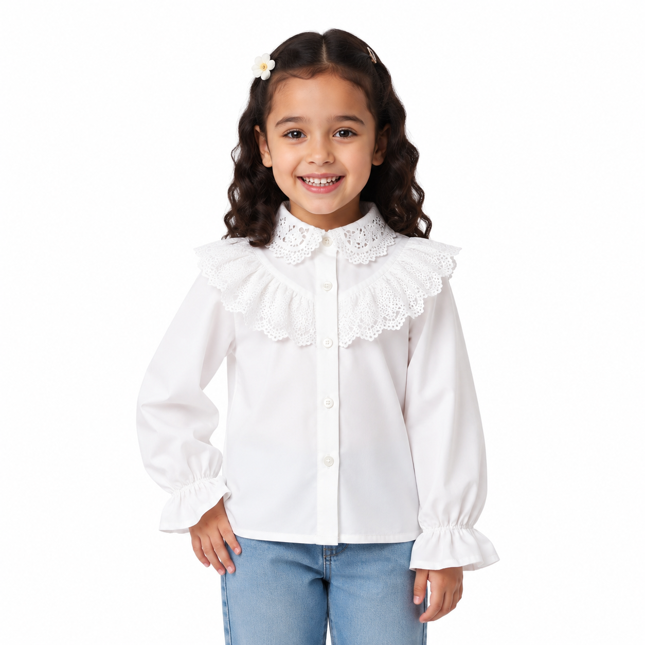 Girls White Lace Collar Blouse thumb 2