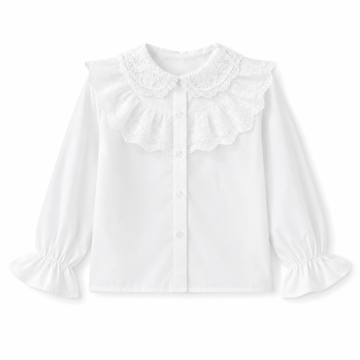 Girls White Lace Collar Blouse