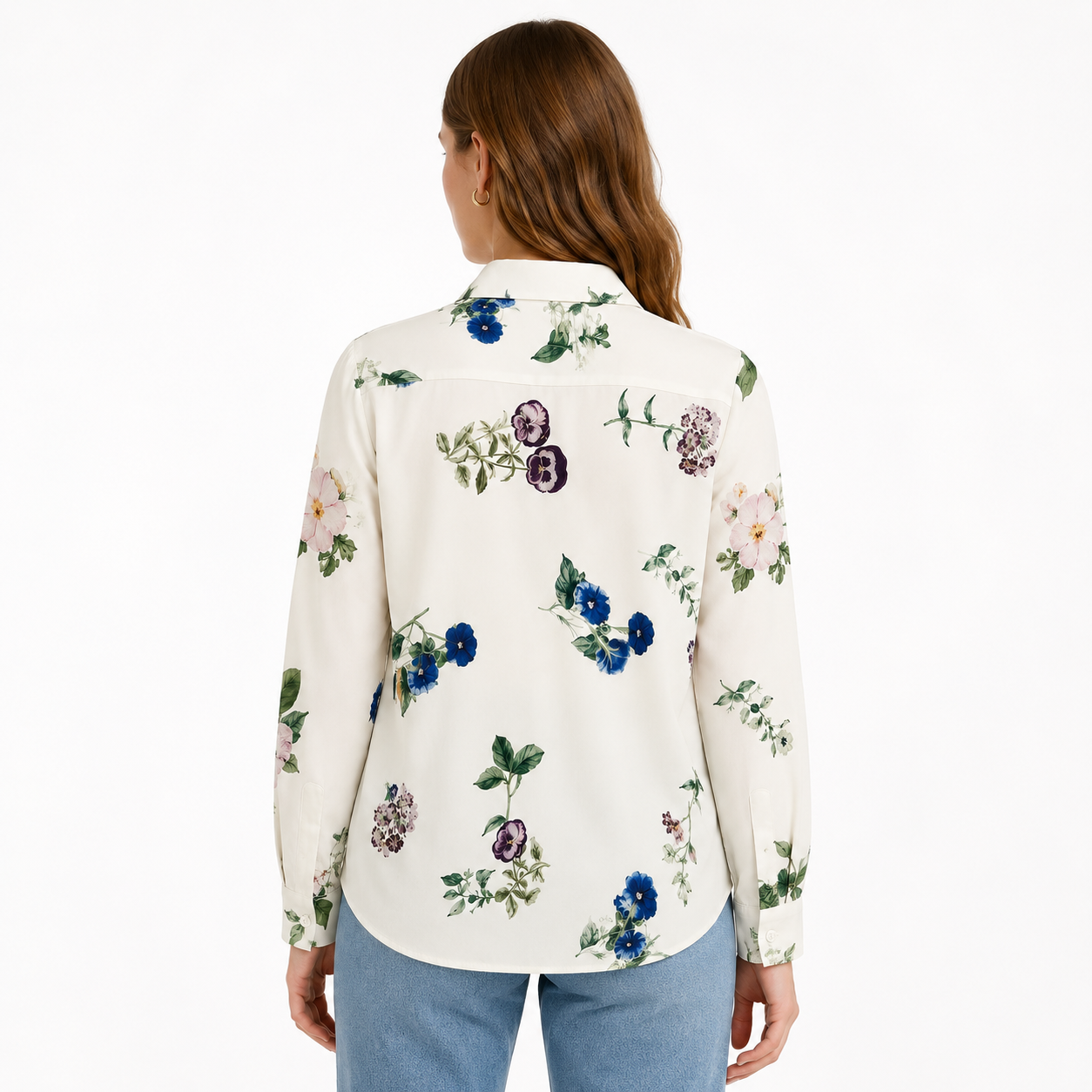 Women’s White Floral Button-Up Shirt thumb 3