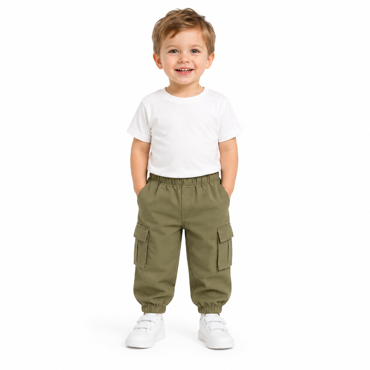 Toddler Casual Solid Color Elastic Waist Pants, Suitable For Outdoor Wear In Spring And Autumn thumb 2