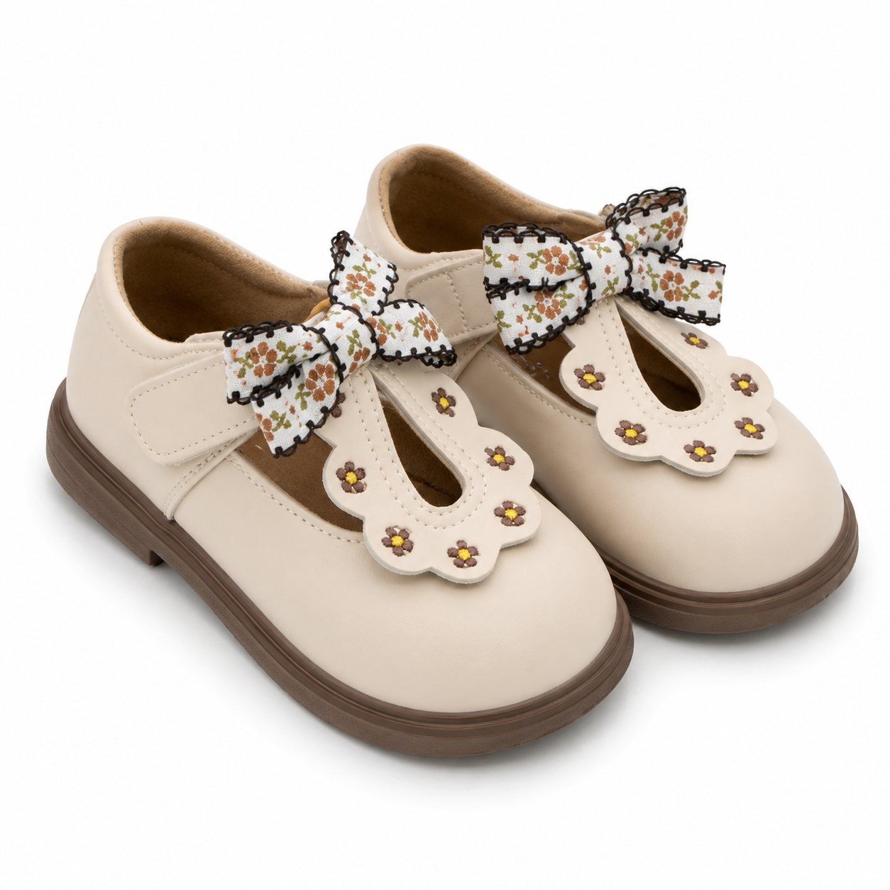 Spring/Autumn New Girls’ Leather Shoes, Embroidered Bow Decor Girls’ Soft Bottom Shoes thumb 2