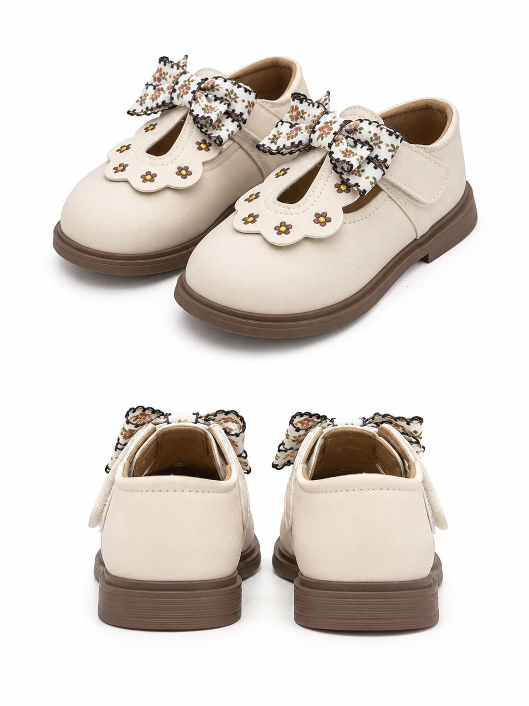 Spring/Autumn New Girls’ Leather Shoes, Embroidered Bow Decor Girls’ Soft Bottom Shoes thumb 3