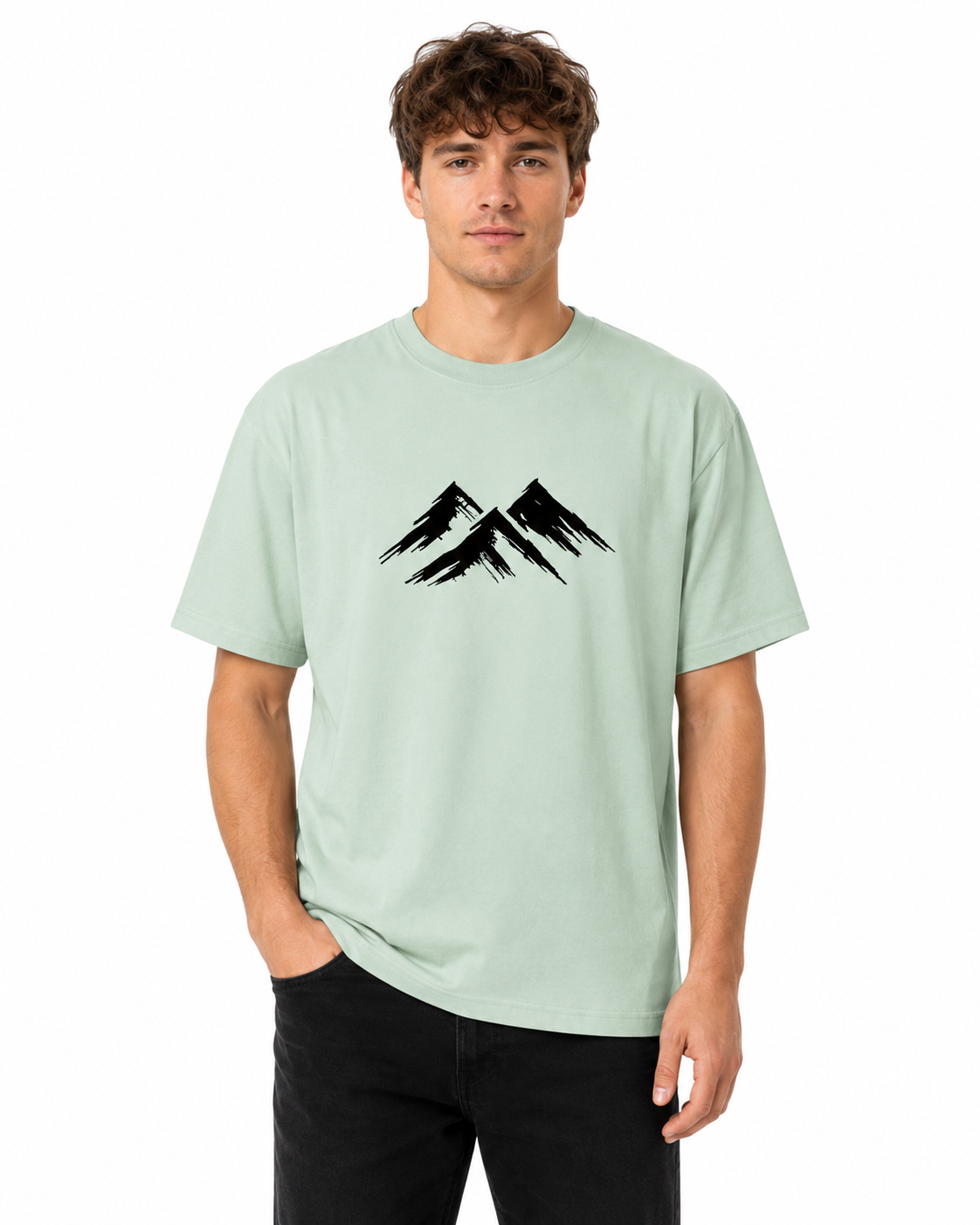 Men’s Casual Minimalist Mountain Printed Short Sleeve T-Shirt thumb 2