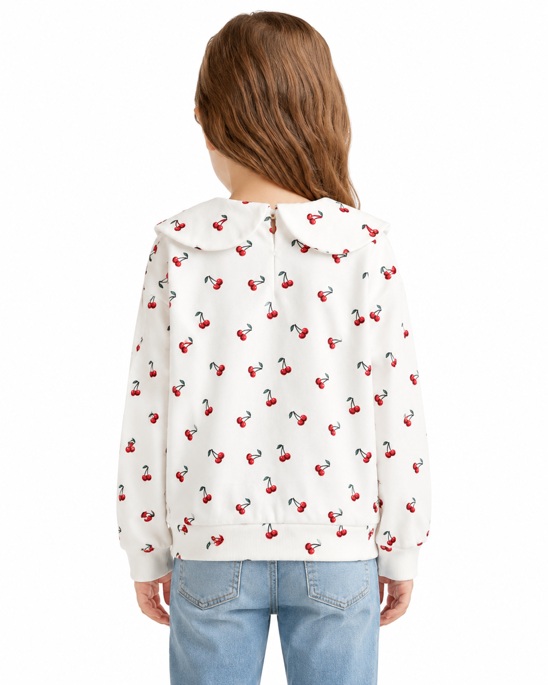 Young Girl Loose Fit Casual Comfortable Cherry Pattern Sweatshirt, Autumn/Winter thumb 3