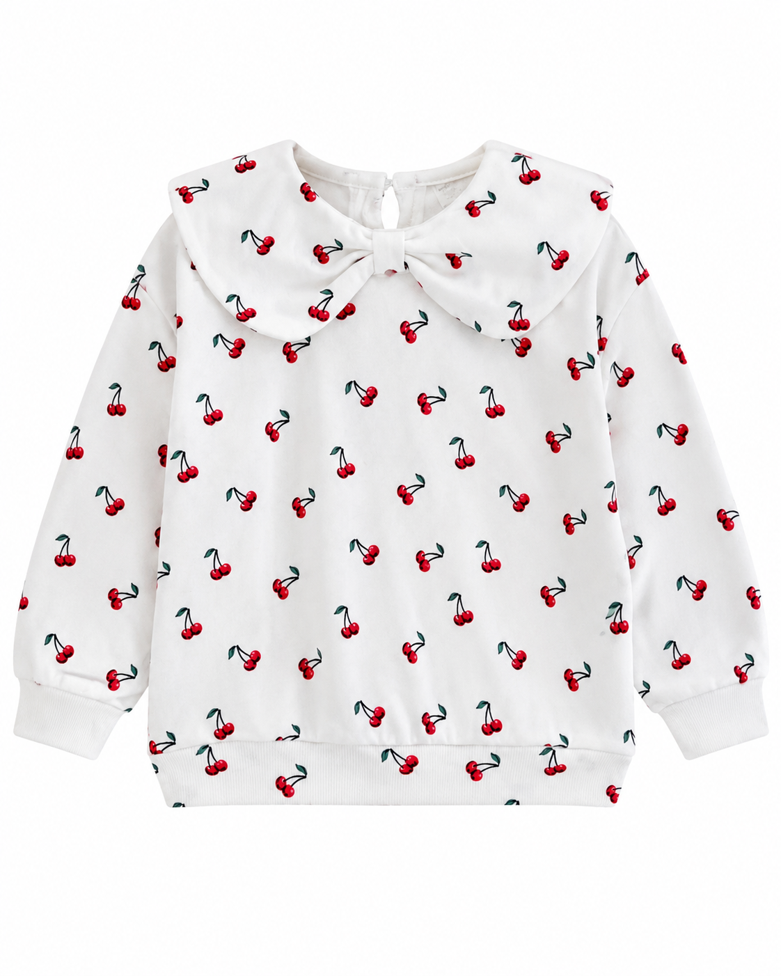 Young Girl Loose Fit Casual Comfortable Cherry Pattern Sweatshirt, Autumn/Winter