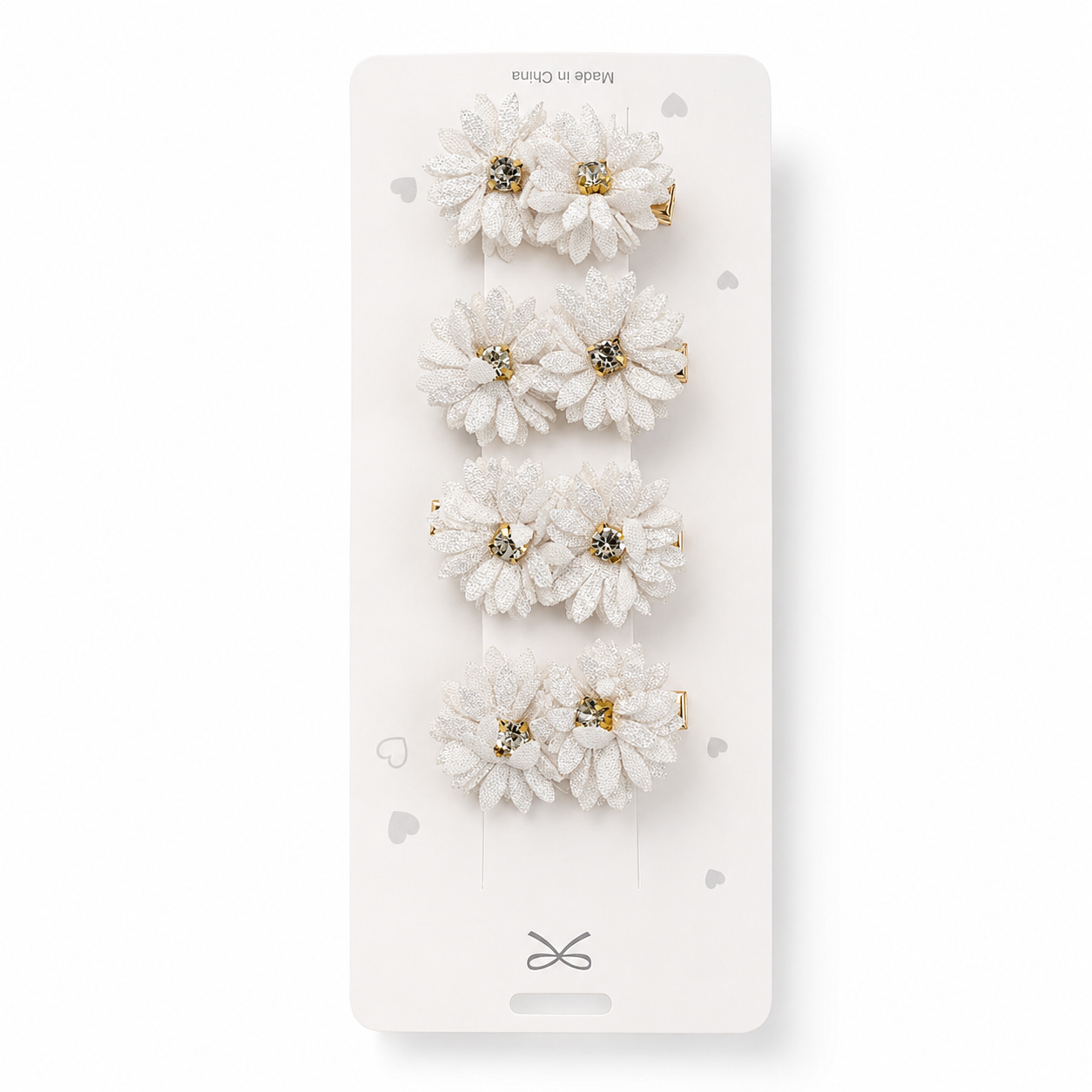 8pcs Flower Hair Clips With Rhinestone Decor