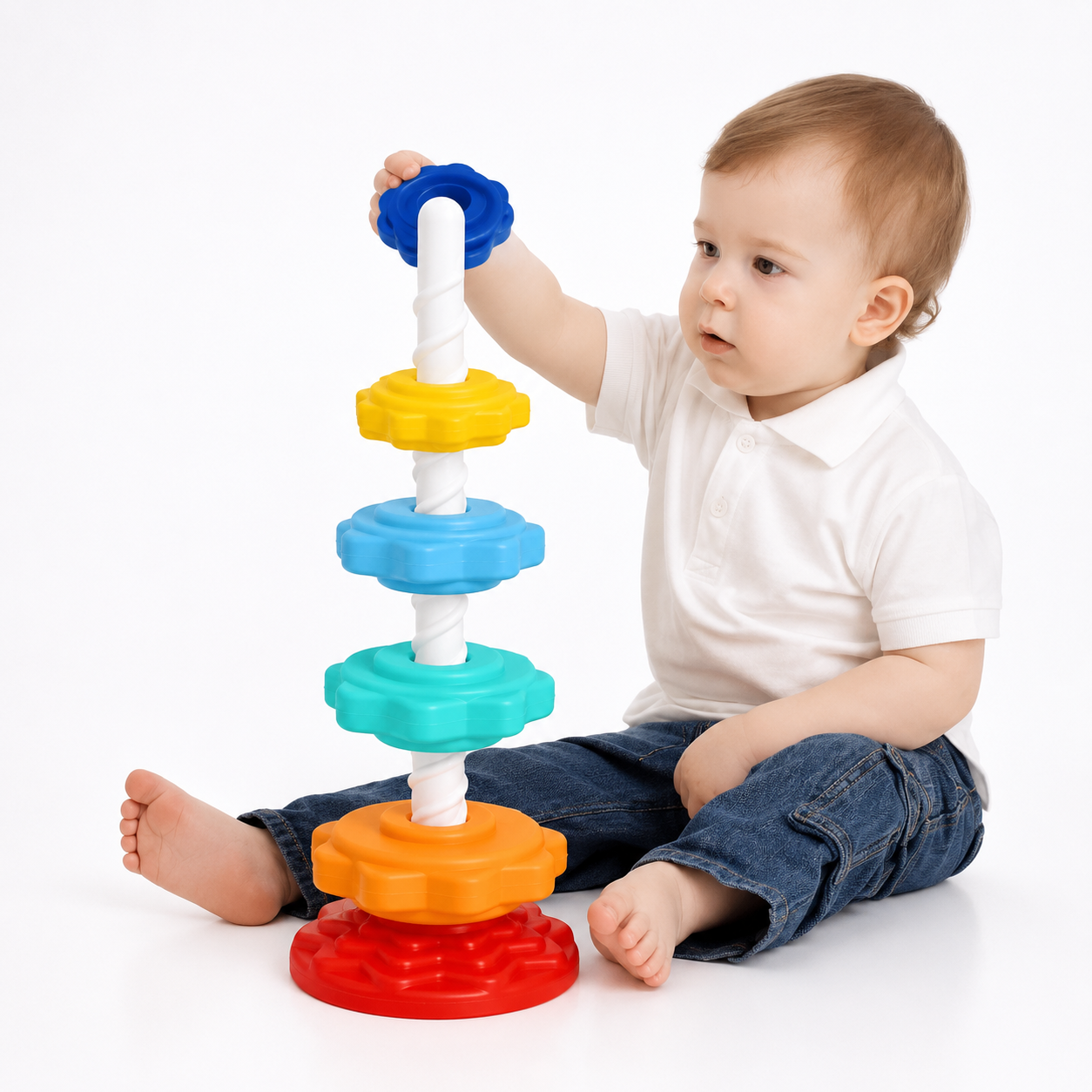 Rainbow Rotating Tower Baby Stacking Toy thumb 2