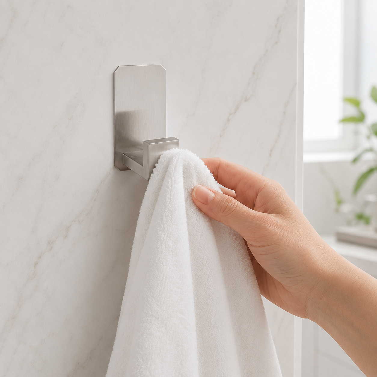 2 Set Stainless Steel Bathroom Accessories, Thickened Towel Bar With Towel Ring / Wall Hooks thumb 2