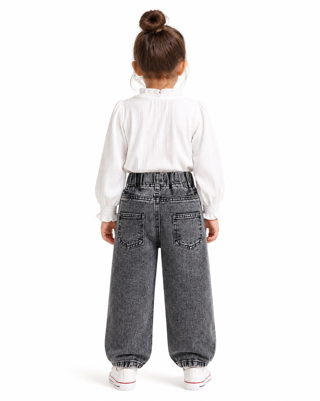 Baby Girl Grey Flower Applique Straight Leg Jeans thumb 3