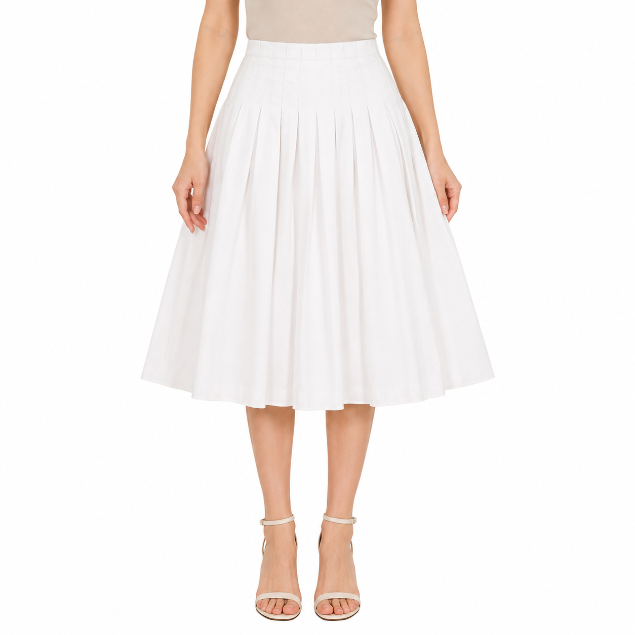 White Pleated Maxi Skirt thumb 2