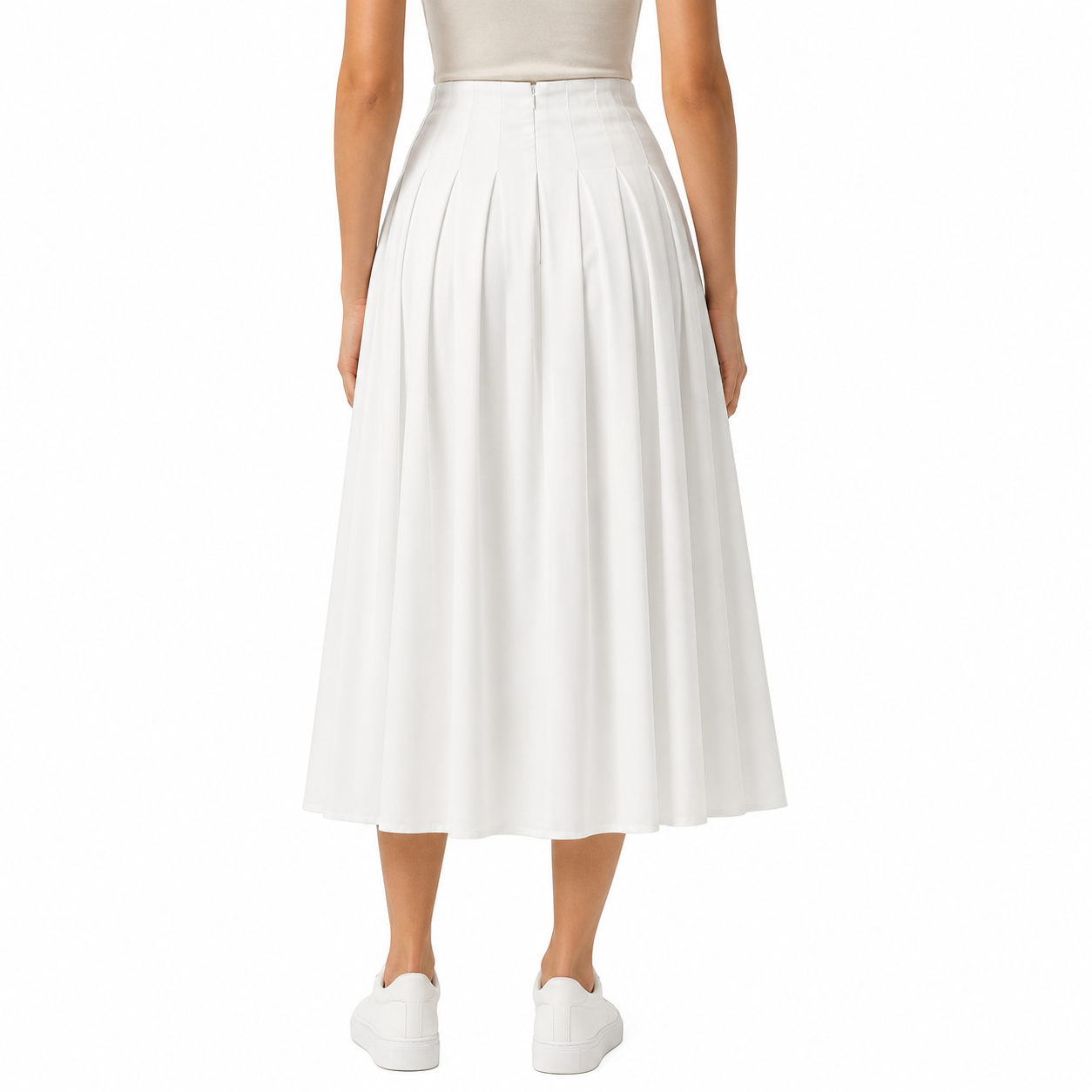 White Pleated Maxi Skirt thumb 3