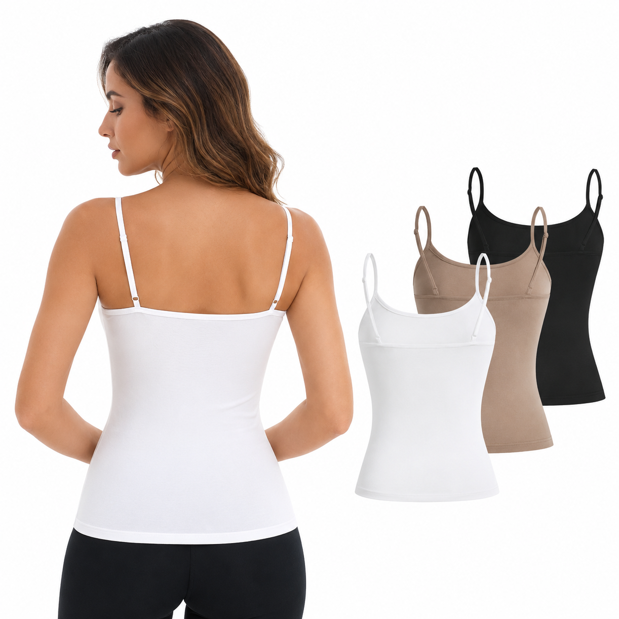 Women 3pcs Spaghetti Strap Cami Tank Top Set thumb 3