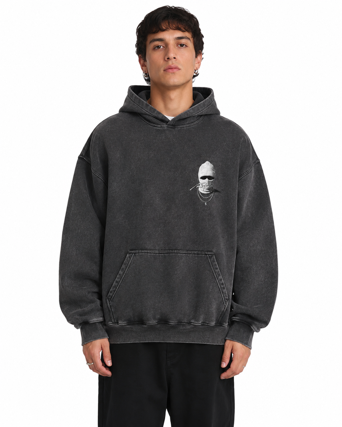Men Black Graphic Hoodie thumb 2