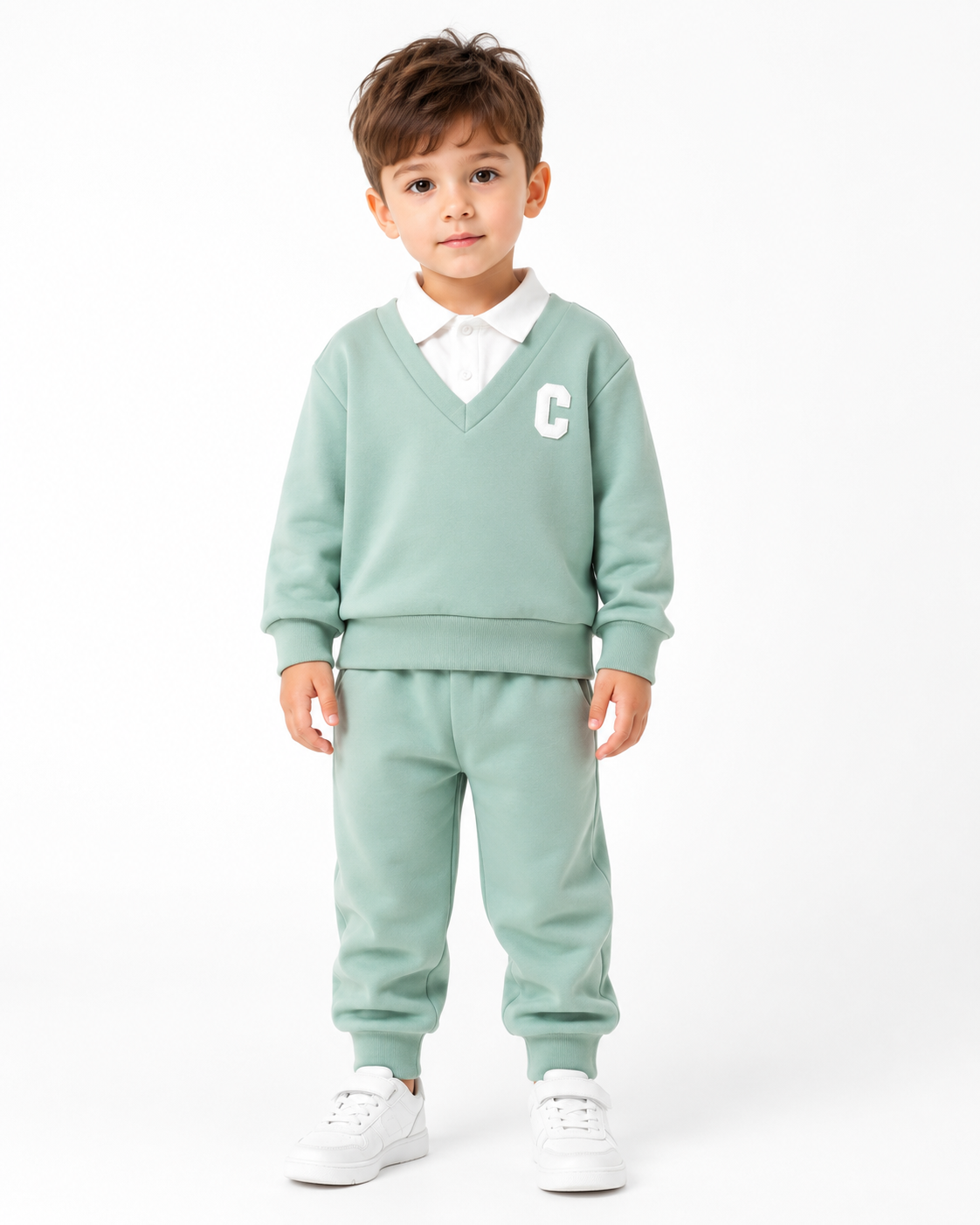 Baby Boy Green Collared Top & Pants Set thumb 2