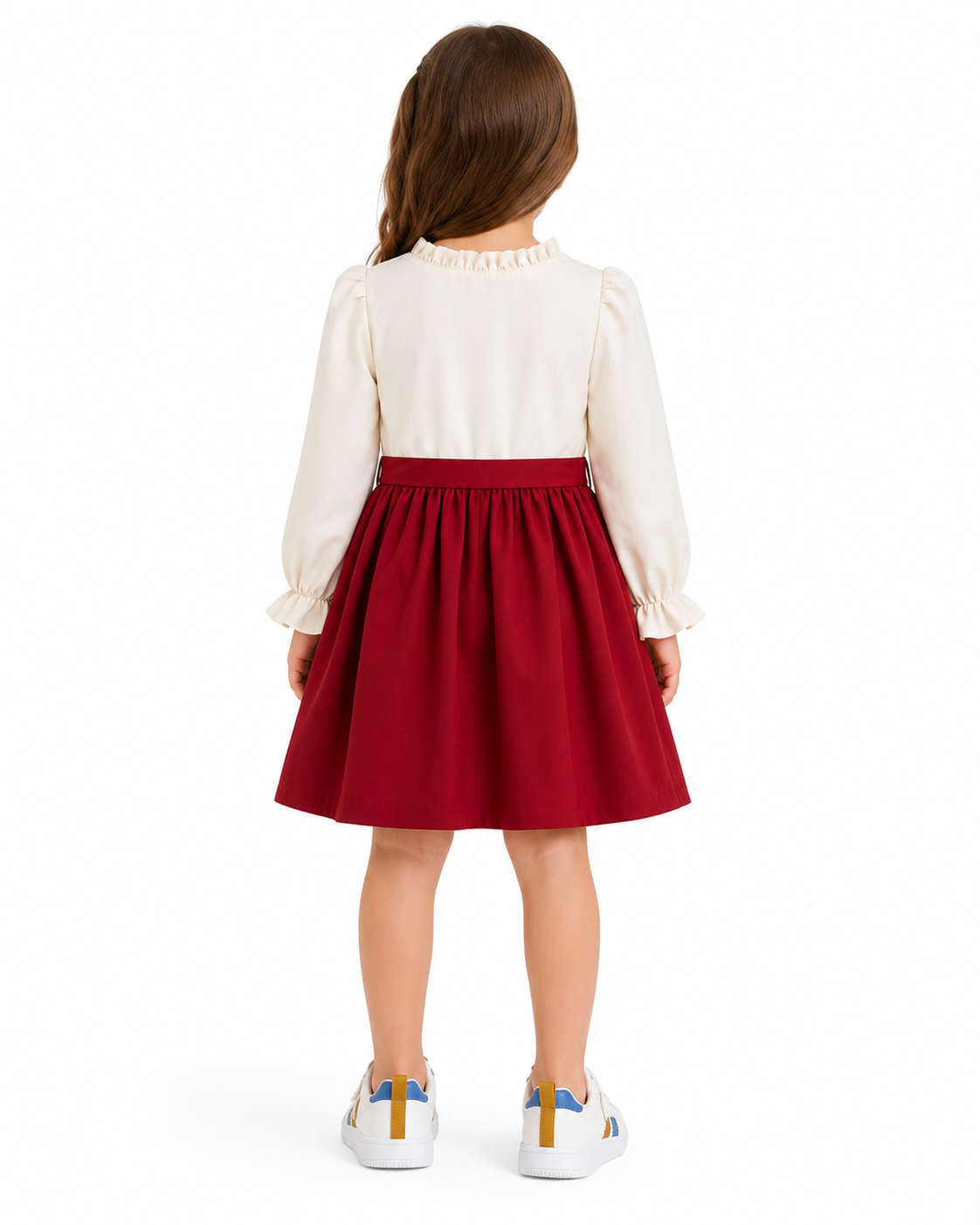 Girls White & Red Flower Dress thumb 3