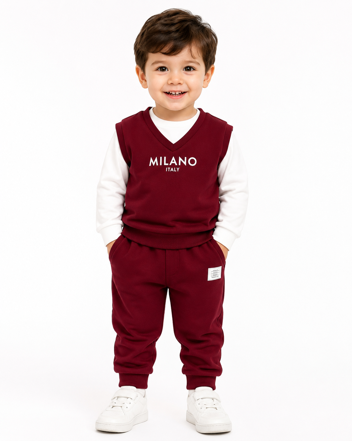 Baby Boys Burgundy Milano Tracksuit Set thumb 2