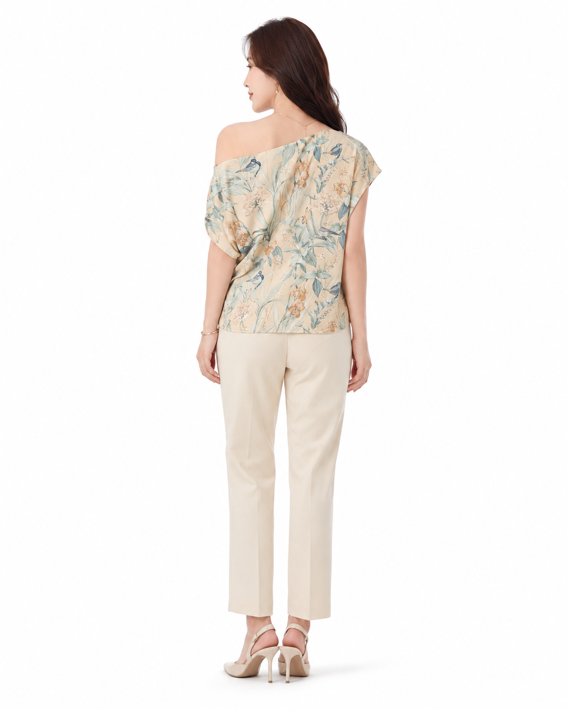Floral Print Asymmetrical Shoulder Top thumb 3
