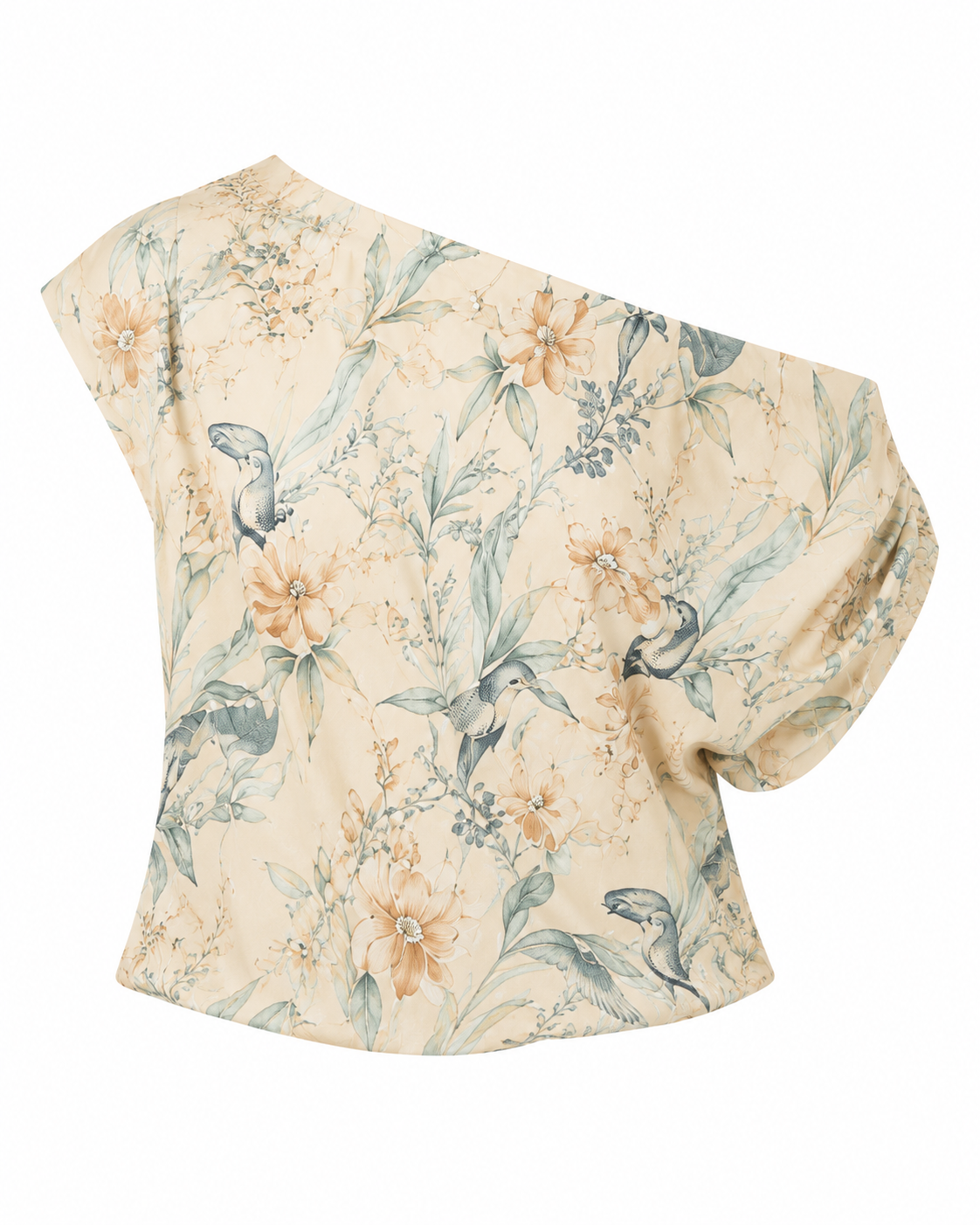 Floral Print Asymmetrical Shoulder Top