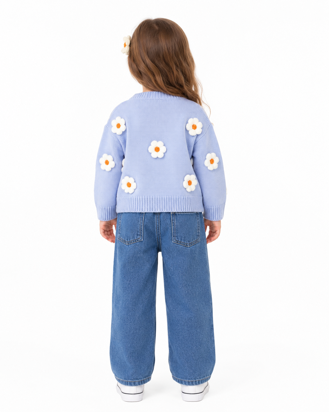 Baby Girl Medium Wash Floral Embroidered Jeans thumb 3