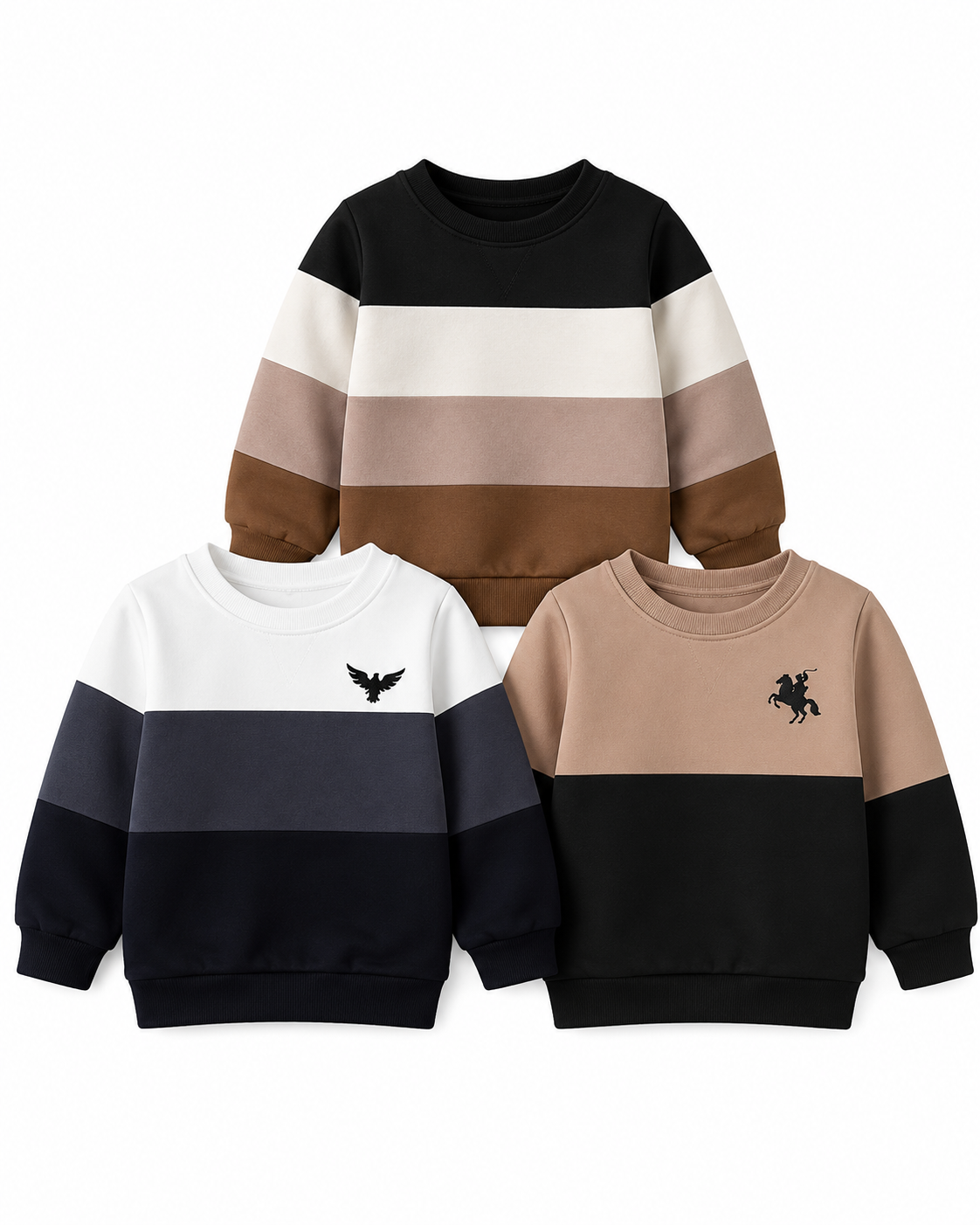 3pcs Baby Boy Color Block Pullover Sweatshirts Set