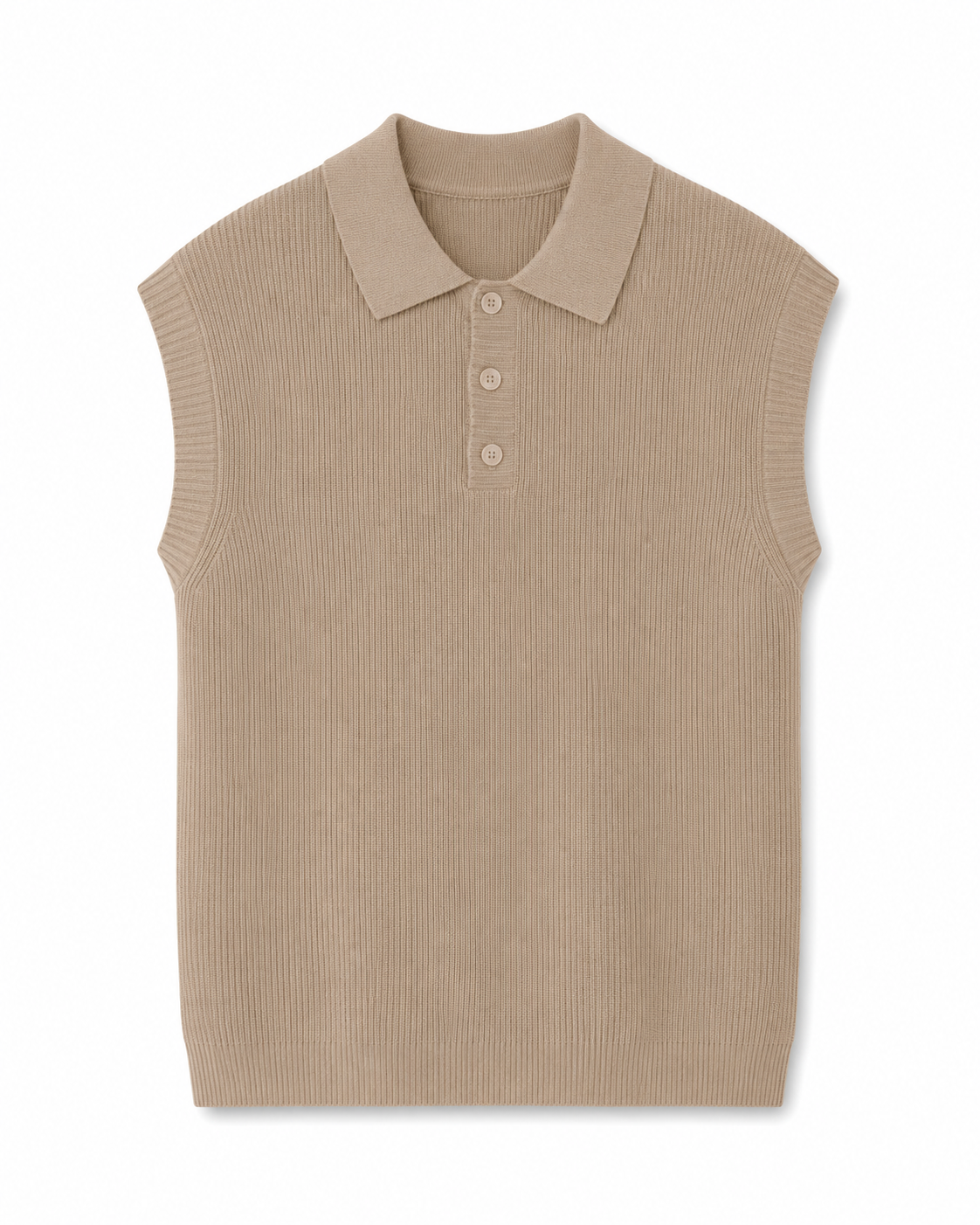 Men’s Grey Ribbed Sleeveless Polo