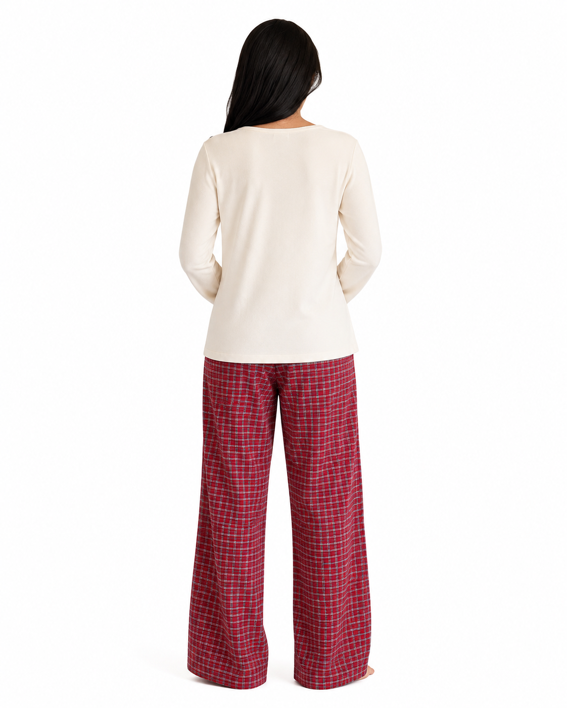 3pcs Soft Knit Cardigan, Sleeveless Top & Plaid Pajama Pants Set thumb 3