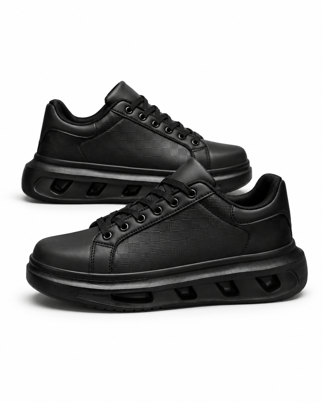 Men’s Classic Black Plaid Comfortable Sporty Sneakers thumb 2