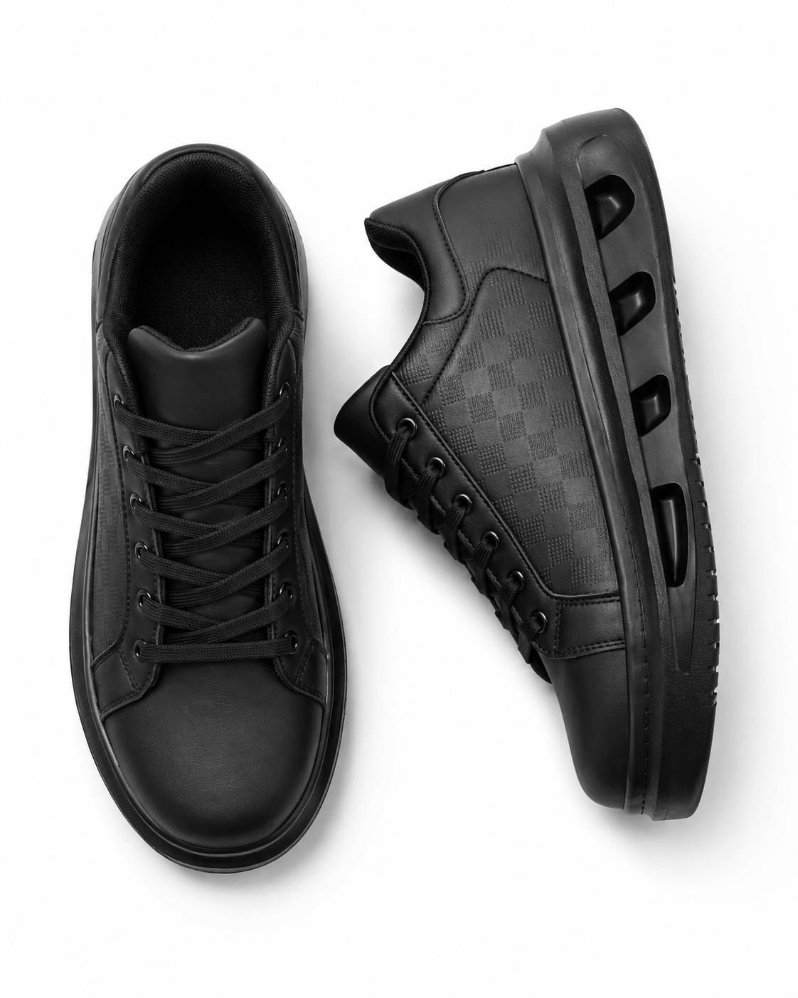 Men’s Classic Black Plaid Comfortable Sporty Sneakers thumb 3