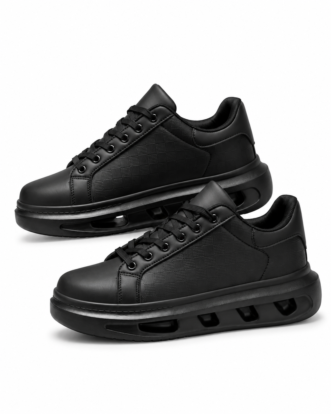 Men’s Classic Black Plaid Comfortable Sporty Sneakers