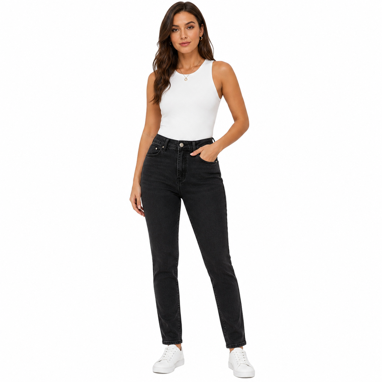 Women Black/Grey Denim Jeans thumb 2