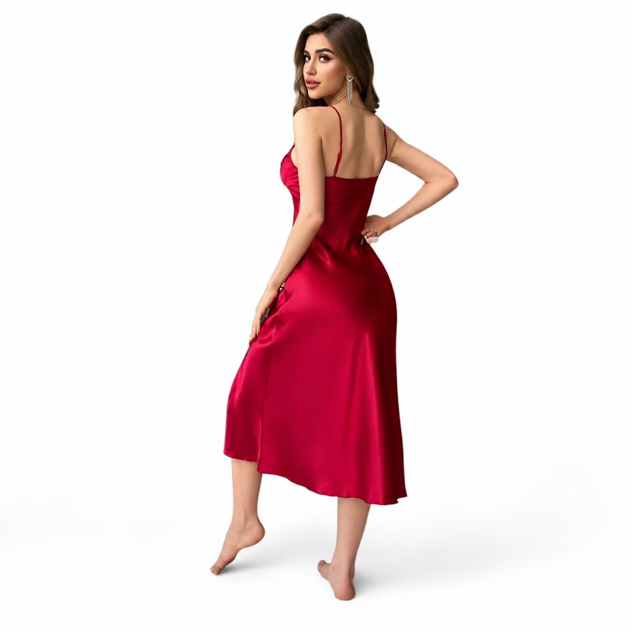 Red Satin Cami Pajama Dress / Night Dress thumb 3