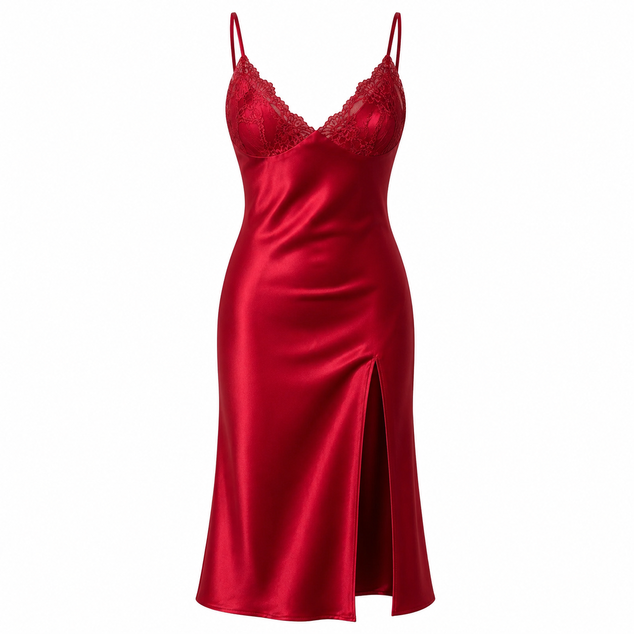 Red Satin Cami Pajama Dress / Night Dress