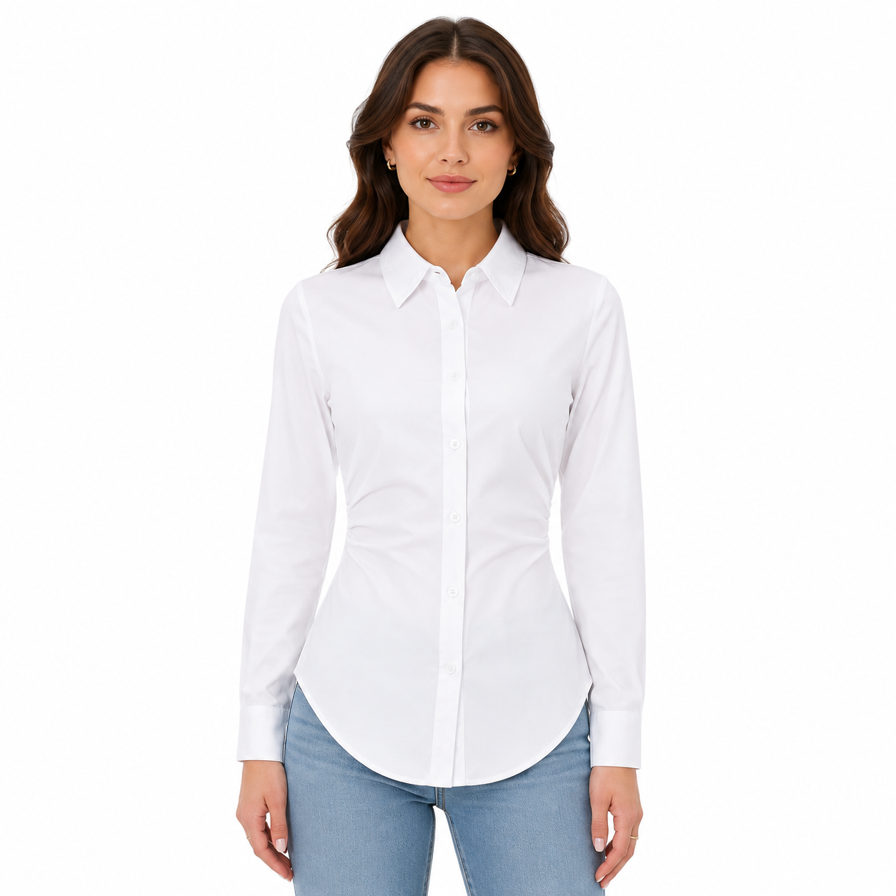 Women White Button Up Shirt thumb 2