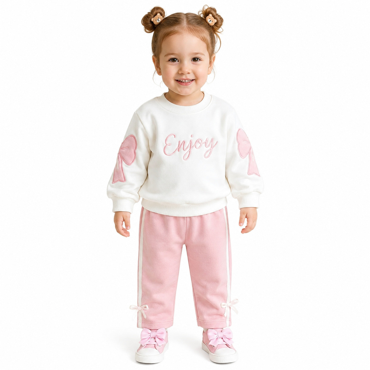 Baby Girls Sweet Bow Sweatshirt & Pink Pants Set thumb 2