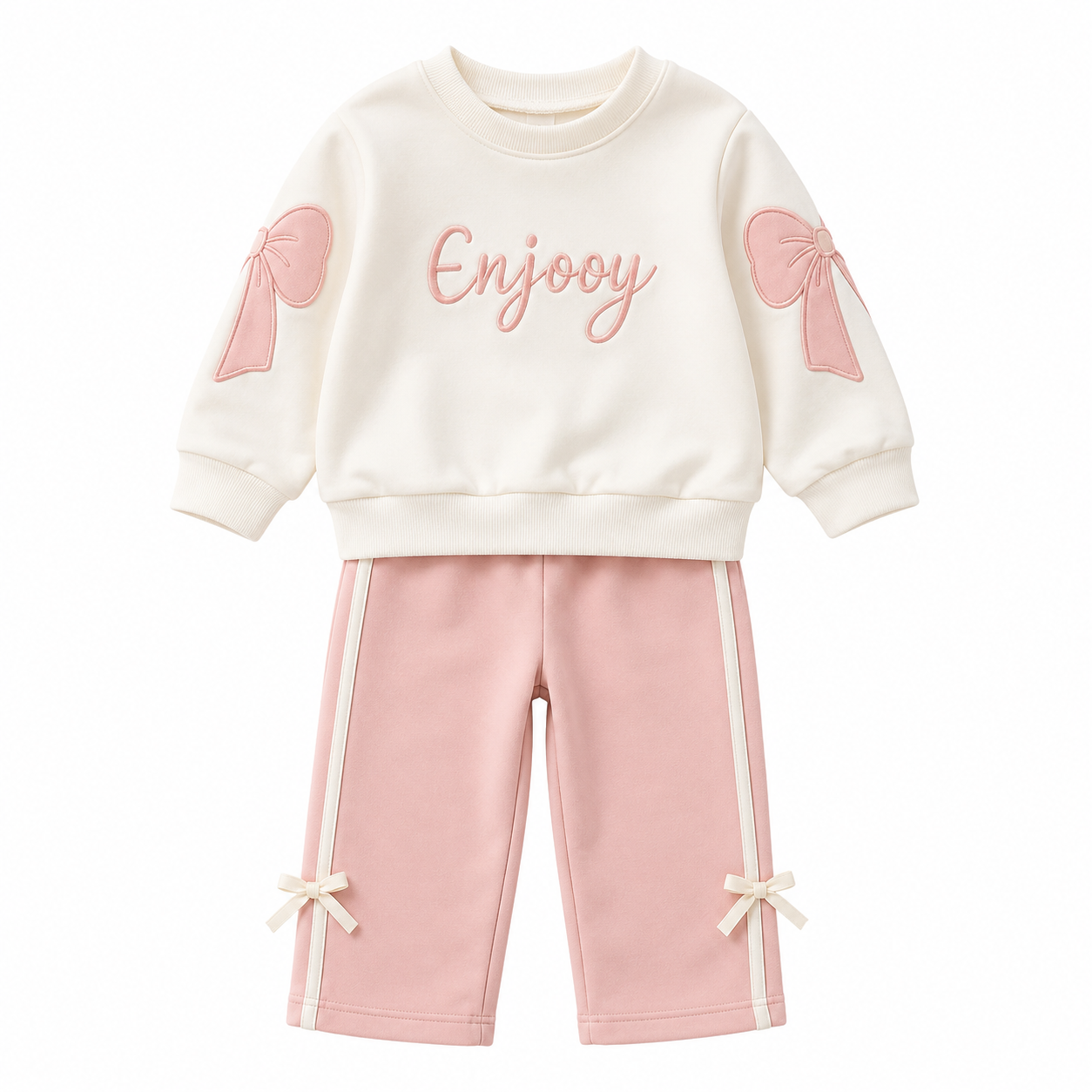Baby Girls Sweet Bow Sweatshirt & Pink Pants Set